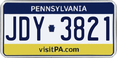 PA license plate JDY3821