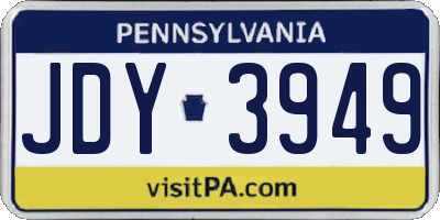 PA license plate JDY3949