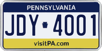PA license plate JDY4001