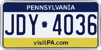 PA license plate JDY4036
