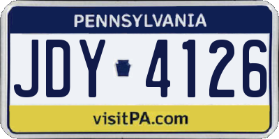 PA license plate JDY4126