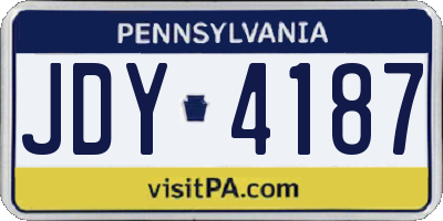 PA license plate JDY4187