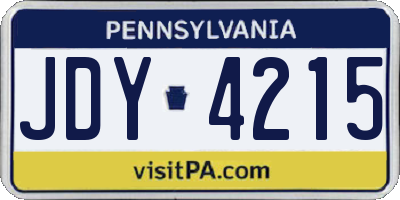 PA license plate JDY4215