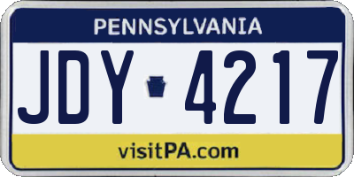 PA license plate JDY4217