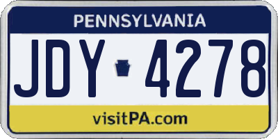 PA license plate JDY4278