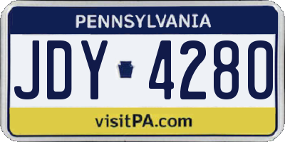 PA license plate JDY4280