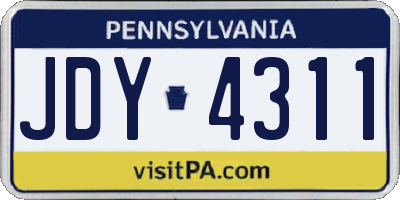 PA license plate JDY4311