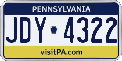 PA license plate JDY4322