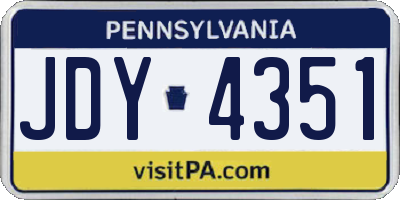 PA license plate JDY4351