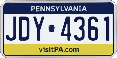 PA license plate JDY4361
