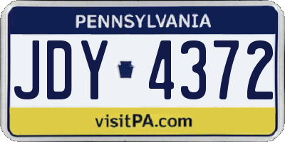 PA license plate JDY4372