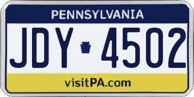 PA license plate JDY4502