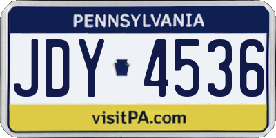 PA license plate JDY4536