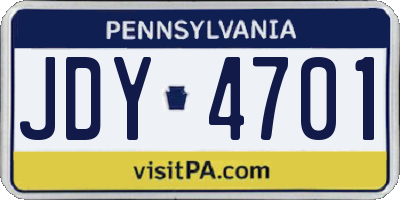 PA license plate JDY4701