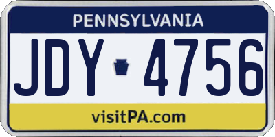 PA license plate JDY4756