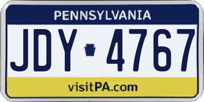 PA license plate JDY4767