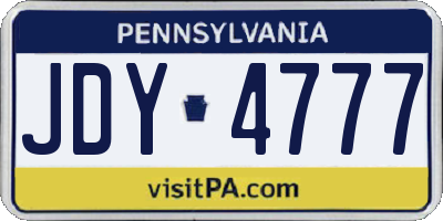 PA license plate JDY4777