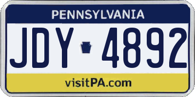 PA license plate JDY4892