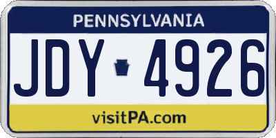 PA license plate JDY4926
