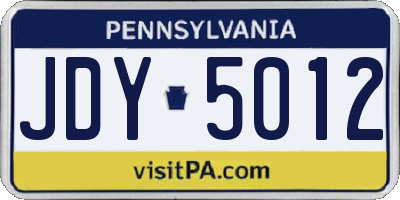 PA license plate JDY5012