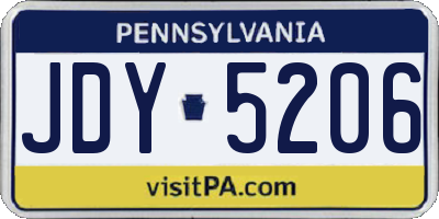 PA license plate JDY5206