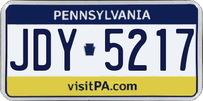 PA license plate JDY5217