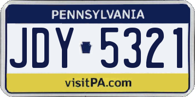 PA license plate JDY5321