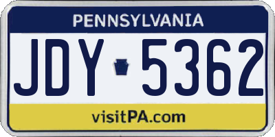 PA license plate JDY5362