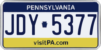 PA license plate JDY5377