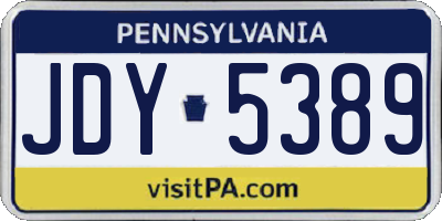 PA license plate JDY5389