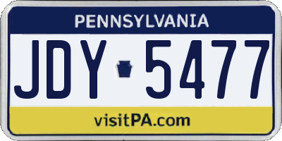PA license plate JDY5477