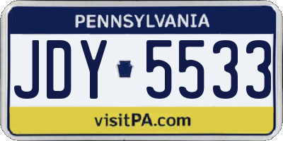 PA license plate JDY5533