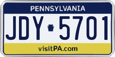 PA license plate JDY5701