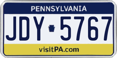 PA license plate JDY5767