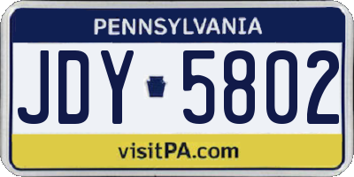 PA license plate JDY5802