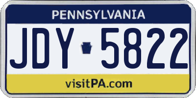 PA license plate JDY5822