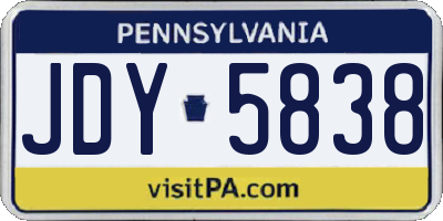 PA license plate JDY5838