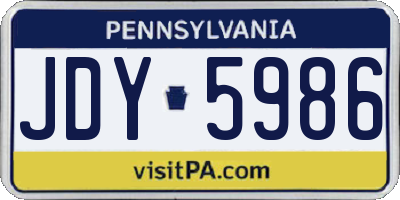 PA license plate JDY5986