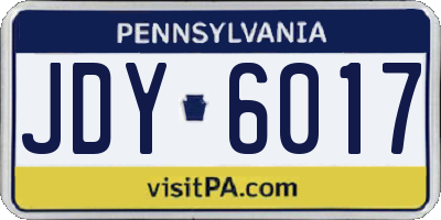 PA license plate JDY6017