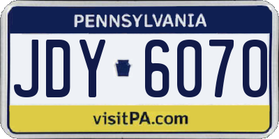 PA license plate JDY6070