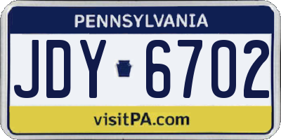 PA license plate JDY6702