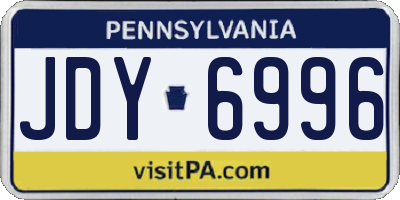 PA license plate JDY6996
