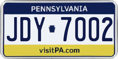 PA license plate JDY7002
