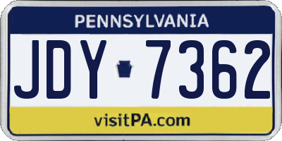 PA license plate JDY7362