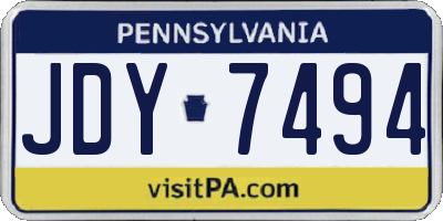 PA license plate JDY7494