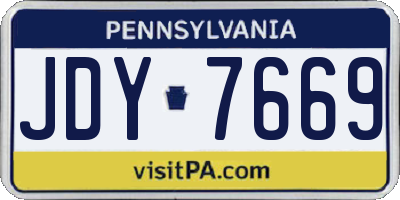 PA license plate JDY7669