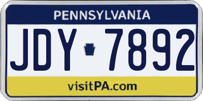 PA license plate JDY7892