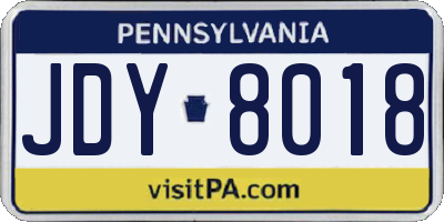 PA license plate JDY8018