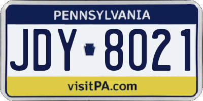 PA license plate JDY8021