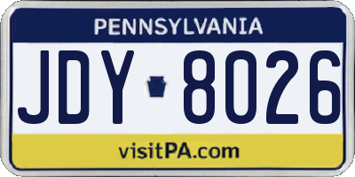 PA license plate JDY8026